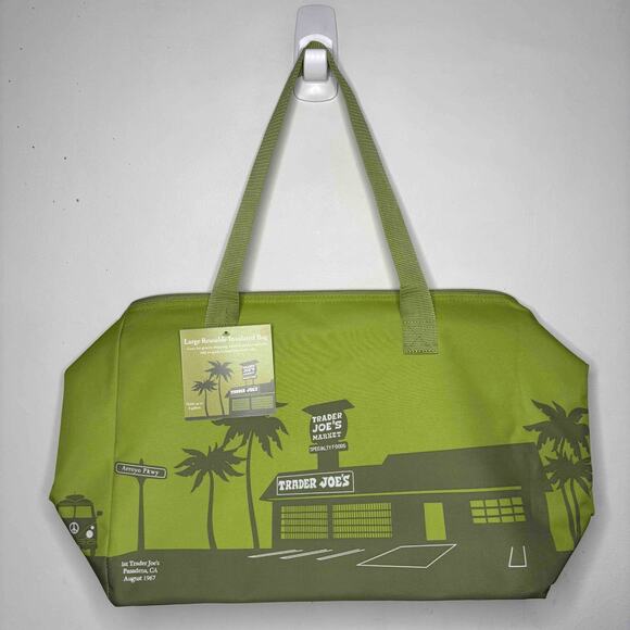 Trader Joe’s Large Reusable Insulated Cooler Grocery Tote Bag — Olive Green NWT! - Picture 1 of 16